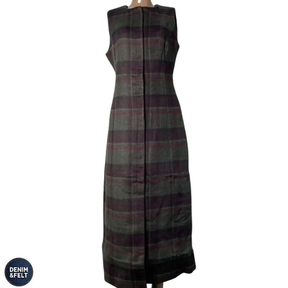 Tuckernuck Forest Plaid Wool Rhoda Midi Dress Sleeveless Classic Fall Winter - Picture 7 of 16